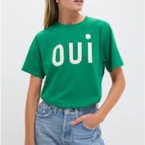 NWOT Clare V. Green 'Oui' Graphic Tee in 🍏 color
